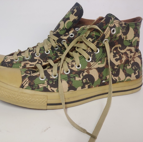 VTG Mens Converse All Star LE Camo Skull 1970s Chuck Taylors HI Sneakers RARE - Picture 2 of 7